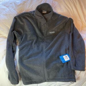 Mens XL,Steel Gray Fleece Jacket with Zippered Pockets